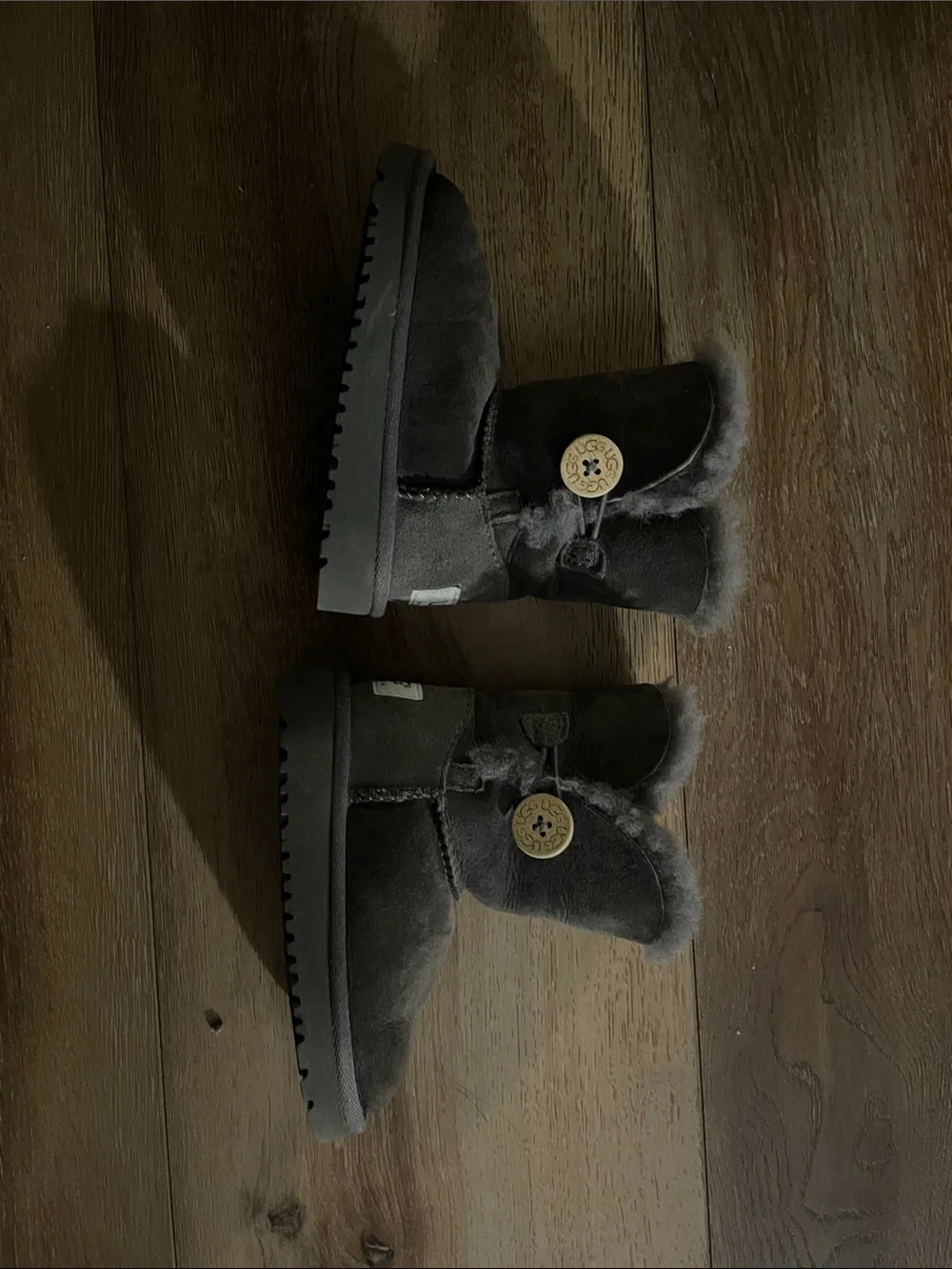 UGG Charcoal Suede Short Button Boots